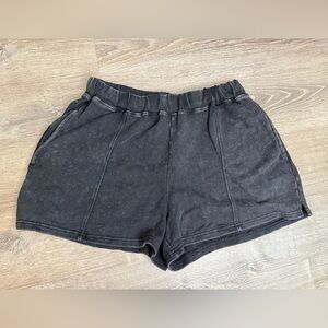 Lazy Sunday Black Wash Sweat Shorts Pull On Style 100% Cotton Large